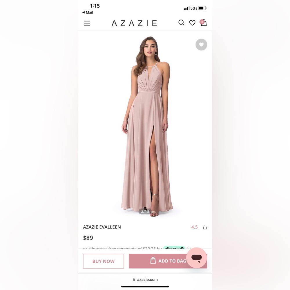 Azazie Evalleen bridesmaid dress- size A4 - champagne rose
